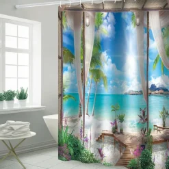 Shower Curtains with Hooks Waterproof 180cm*180cm(70