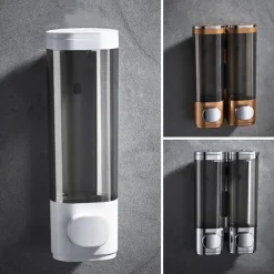 Shower Dispensers,Bathroom Liquid Soap Dispenser Wall Mounted For Kitchen and Hotel Plastic and Stainless Steel 300/600ml Shower Gel Dispenser 1PC