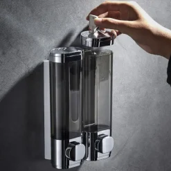 Shower Dispensers,Bathroom Liquid Soap Dispenser Wall Mounted For Kitchen and Hotel Plastic and Stainless Steel 300/600ml Shower Gel Dispenser 1PC