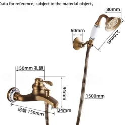 Shower Faucet / Rainfall Shower Head System Set - Handshower Included pullout Vintage Style / Country Antique Brass / Electroplated Mount Outside Ceramic Valve Bath Shower Mixer Taps / Single Handle