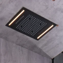 Shower Faucet,500*360 Matte Black Bathroom Faucet Rain Shower Complete with Multi-color LED Stainless Steel Shower Head Ceiling Mounted Ti-PVD Feature - Design / Rainfall Shower Head System