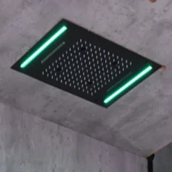 Shower Faucet,500*360 Matte Black Bathroom Faucet Rain Shower Complete with Multi-color LED Stainless Steel Shower Head Ceiling Mounted Ti-PVD Feature - Design / Rainfall Shower Head System