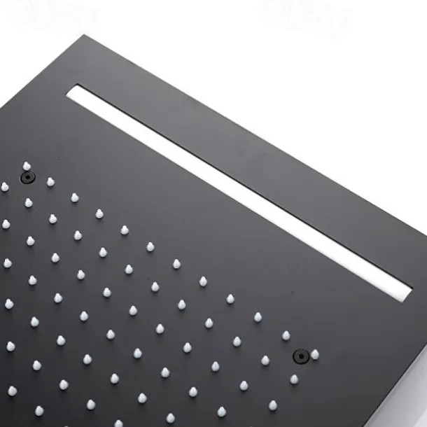 Shower Faucet,500*360 Matte Black Bathroom Faucet Rain Shower Complete with LED Stainless Steel Shower Head Ceiling Mounted Ti-PVD Feature - Design / Rainfall Shower Head System