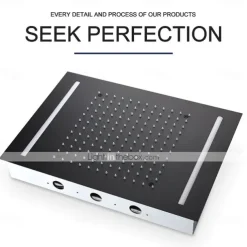 Shower Faucet,500*360 Matte Black Bathroom Faucet Rain Shower Complete with LED Stainless Steel Shower Head Ceiling Mounted Ti-PVD Feature - Design / Rainfall Shower Head System