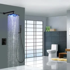 Shower Faucet Set - Handshower Included LED Fixed Mount Contemporary Electroplated Mount Inside Ceramic Valve Bath Shower Mixer Taps