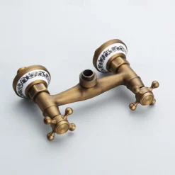 Shower Faucet Set - Handshower Included Vintage Style Antique Brass Mount Outside Brass Valve Bath Shower Mixer Taps