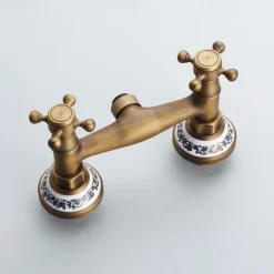 Shower Faucet Set - Handshower Included Vintage Style Antique Brass Mount Outside Brass Valve Bath Shower Mixer Taps