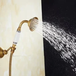 Shower Faucet Set - Handshower Included Vintage Style Antique Brass Mount Outside Brass Valve Bath Shower Mixer Taps