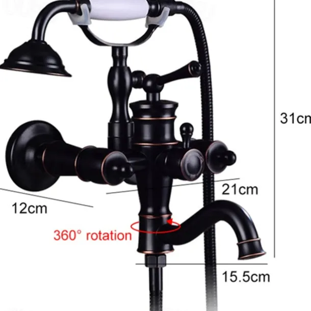 Shower Faucet Set Rainfall Shower Vintage Style Electroplated Mount Outside Ceramic Valve Bath Shower Mixer Taps / Brass / Two Handles Two Holes