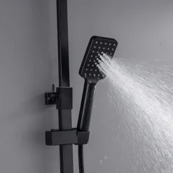 Shower Faucet with LED Display Thermostatic Mixer valve Set Handshower Included Pullout/Shelf Rainfall Shower Electroplated Mount Outside Ceramic Valve Bath Shower Mixer Taps