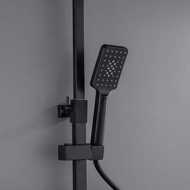 Shower Faucet with LED Display Thermostatic Mixer valve Set Handshower Included Pullout/Shelf Rainfall Shower Electroplated Mount Outside Ceramic Valve Bath Shower Mixer Taps