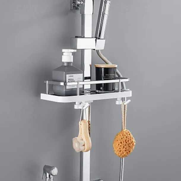 Shower Faucet with LED Display Thermostatic Mixer valve Set Handshower Included Pullout/Shelf Rainfall Shower Electroplated Mount Outside Ceramic Valve Bath Shower Mixer Taps