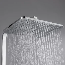 Shower Faucet with LED Display Thermostatic Mixer valve Set Handshower Included Pullout/Shelf Rainfall Shower Electroplated Mount Outside Ceramic Valve Bath Shower Mixer Taps