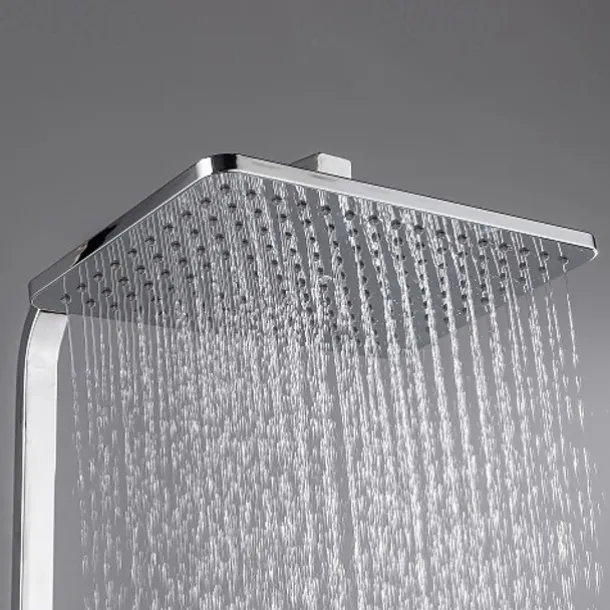 Shower Faucet with LED Display Thermostatic Mixer valve Set Handshower Included Pullout/Shelf Rainfall Shower Electroplated Mount Outside Ceramic Valve Bath Shower Mixer Taps