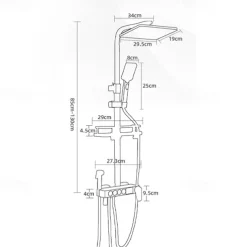 Shower Faucet with LED Display Thermostatic Mixer valve Set Handshower Included Pullout/Shelf Rainfall Shower Electroplated Mount Outside Ceramic Valve Bath Shower Mixer Taps