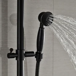 Shower Faucet,Copper Shower System Set Rainfall Antique Oil-rubbed Bronze Two Handles Three Holes Bath Shower Mixer Taps with Hot and Cold Switch and Ceramic Valve