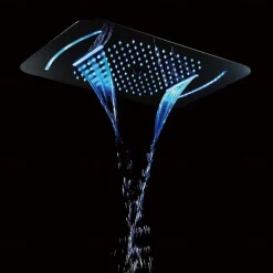 Shower Faucet,LED Shower Head Chrome finished 58x38cm SUS304 3 Function Rainfall Waterfall Mist Ceiling Mounted light remote control Shower Faucet
