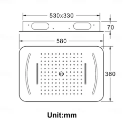 Shower Faucet,LED Shower Head Chrome finished 58x38cm SUS304 3 Function Rainfall Waterfall Mist Ceiling Mounted light remote control Shower Faucet