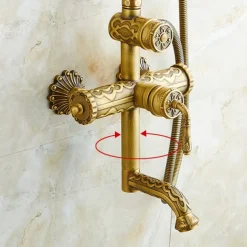 Shower Faucet,Rainfall Shower System Body Jet Massage Set - Handshower Included pullout Rainfall Shower Antique Vintage Style Antique Brass Mount Inside Brass Valve Bath Shower Mixer Taps