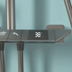 Shower Faucet,Rainfall Shower Set Piano Digital Intelligent Brass Bathroom Faucets Hot Cold Waterfall Tap Rainfall Gray/White/Black Shower System