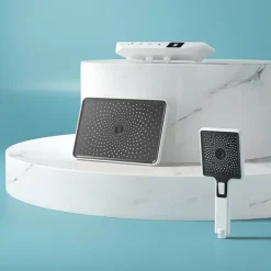 Shower Faucet,Rainfall Shower Set Piano Digital Intelligent Brass Bathroom Faucets Hot Cold Waterfall Tap Rainfall Gray/White/Black Shower System