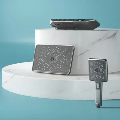 Shower Faucet,Rainfall Shower Set Piano Digital Intelligent Brass Bathroom Faucets Hot Cold Waterfall Tap Rainfall Gray/White/Black Shower System