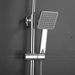 Shower Faucet,Rainfall Shower Head System / Thermostatic Mixer valve Set - Handshower Included pullout Rainfall Shower Contemporary Electroplated Mount Outside Ceramic Valve Bath Shower Mixer Taps