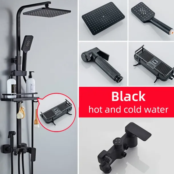 Shower Faucet,Rainfall Shower Head System Mixer valve Set - Handshower Included pullout Rainfall Shower Contemporary Antique Painted Finishes Mount Inside Ceramic Valve Bath Shower