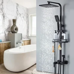Shower Faucet,Rainfall Shower Head System Mixer valve Set - Handshower Included pullout Rainfall Shower Contemporary Antique Painted Finishes Mount Inside Ceramic Valve Bath Shower