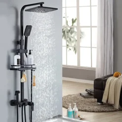 Shower Faucet,Rainfall Shower Head System Mixer valve Set - Handshower Included pullout Rainfall Shower Contemporary Antique Painted Finishes Mount Inside Ceramic Valve Bath Shower