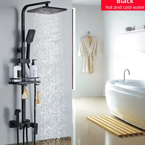 Shower Faucet,Rainfall Shower Head System Mixer valve Set - Handshower Included pullout Rainfall Shower Contemporary Antique Painted Finishes Mount Inside Ceramic Valve Bath Shower