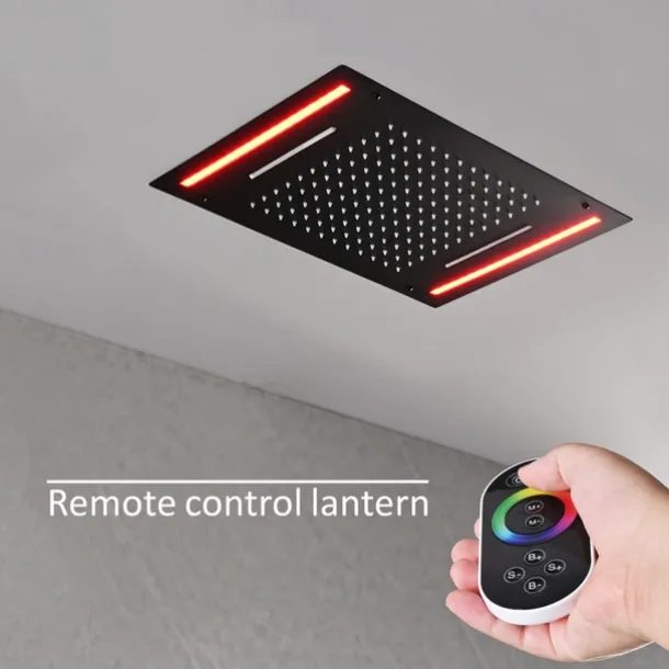 Shower Faucet,Rainfall Shower Head System / Thermostatic Mixer valve Set - Rainfall Shower Contemporary Painted Finishes Mount Inside Brass Valve Bath Shower Mixer Taps