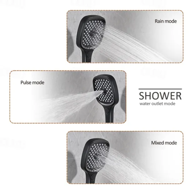 Shower Faucet,Rainfall Shower Head System / Thermostatic Mixer valve Set - Rainfall Shower Contemporary Painted Finishes Mount Inside Brass Valve Bath Shower Mixer Taps