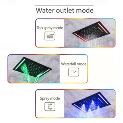 Shower Faucet,Rainfall Shower Head System / Thermostatic Mixer valve Set - Rainfall Shower Waterfall Contemporary Painted Finishes Mount Inside Brass Valve Bath Shower Mixer Taps