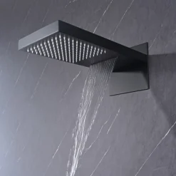 Shower Faucet,Rainfall Shower System 5-Function Thermostatic Mixer valve Body Jet Massage Set Rainfall Shower Multi Spray Shower Waterfall Contemporary Painted Finishes Mount Inside Brass Valve