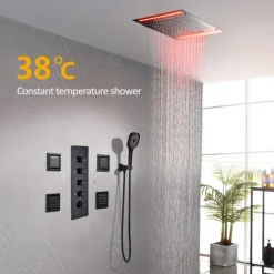 Shower Faucet,Rainfall Shower Head System Set - Rainfall Shower Contemporary Mount Inside Brass Valve Bath Shower Mixer Taps