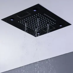 Shower Faucet,Rainfall Shower Head LED Waterfall Rain Contemporary Chrome/Painted Finishes Ceiling Mounted Bath Showerhead for Shower Room Bluetooth Remote Control Bathroom Plumbing Accessories