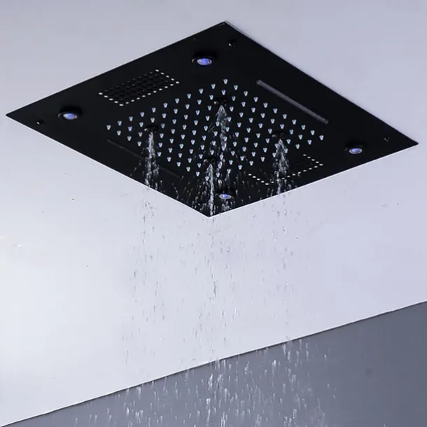 Shower Faucet,Rainfall Shower Head LED Waterfall Rain Contemporary Chrome/Painted Finishes Ceiling Mounted Bath Showerhead for Shower Room Bluetooth Remote Control Bathroom Plumbing Accessories