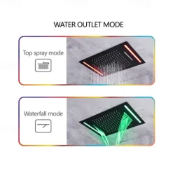 Shower Faucet,Rainfall Shower Head System / Thermostatic Mixer valve Set - Rainfall Shower Contemporary Painted Finishes Mount Inside Brass Valve Bath Shower Mixer Taps