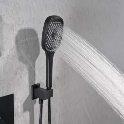 Shower Faucet,Rainfall Shower Head System / Thermostatic Mixer valve Set - Rainfall Shower Contemporary Painted Finishes Mount Inside Brass Valve Bath Shower Mixer Taps