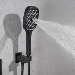 Shower Faucet,Rainfall Shower Head System / Thermostatic Mixer valve Set - Rainfall Shower Contemporary Painted Finishes Mount Inside Brass Valve Bath Shower Mixer Taps