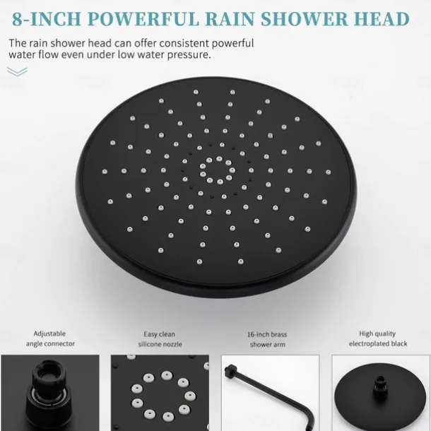 Shower Faucet,Shower Faucet Set Rainfall Shower Contemporary Painted Finishes Mount Inside Ceramic Valve Bath Shower Mixer Taps