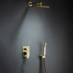 Shower Faucet,Shower Faucet Rainfall Shower Head System Set - Handshower Included Dual-Head Rainfall Shower Antique Vintage Style Electroplated Ceiling Mounted Ceramic Valve Bath Shower Mixer Taps