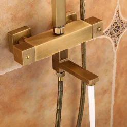 Shower Faucet,Shower Set Set Handshower Included Pullout Rainfall Shower/Traditional Brass Wall Mounted Ceramic Valve Bath Shower Mixer Taps
