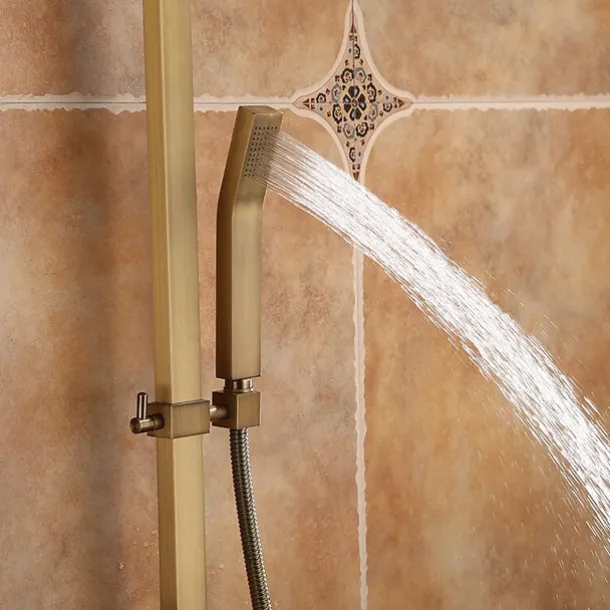 Shower Faucet,Shower Set Set Handshower Included Pullout Rainfall Shower/Traditional Brass Wall Mounted Ceramic Valve Bath Shower Mixer Taps