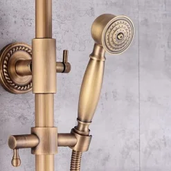Shower Faucet,Shower System Set Handshower Included pullout Waterfall Vintage Style/Country Brass Mount Outside Ceramic Valve Bath Shower Mixer Taps
