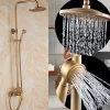 Shower Faucet,Shower System Set,Rainfall Antique Antique Copper Shower System Ceramic Valve Bath Shower Mixer Taps