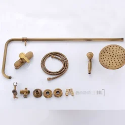 Shower Faucet,Shower System Set,Rainfall Antique Antique Copper Shower System Ceramic Valve Bath Shower Mixer Taps