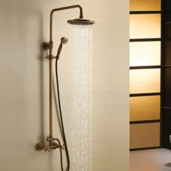 Shower Faucet,Shower System Set,Rainfall Shower System Ceramic Valve Two Handles Three Holes Bath Shower Mixer Taps with Hot and Cold Switch