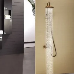 Shower Faucet,Shower System Set,Rainfall Shower System Ceramic Valve Two Handles Three Holes Bath Shower Mixer Taps with Hot and Cold Switch